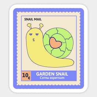 Kawaii Cute Garden Snail, Funny Pun, Stamp Collection, Snail Mail Sticker